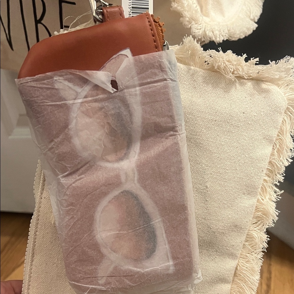 Rae Dunn Cream Tote with Fringe and Text - Picture 3 of 6